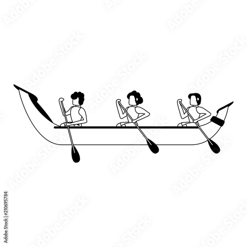 People rowing on boat vector illustration graphic design