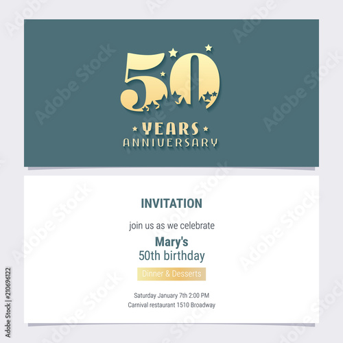 50 years anniversary invitation vector