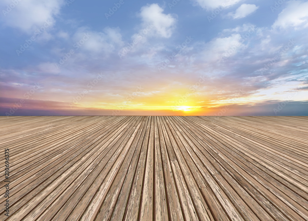 Fototapeta premium Empty highway asphalt road and beautiful sky sunset landscape