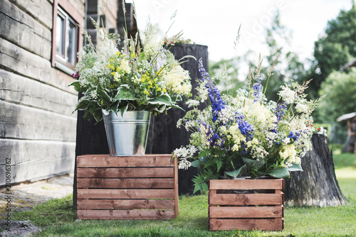 Flower decorations at the wedding ceremony.