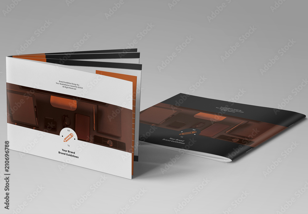 Brand Identity Manual Layout with Orange Sidebars Stock Template ...