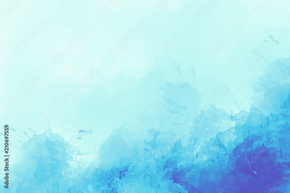 Soft blue watercolor abstract background. Watercolor blue background.