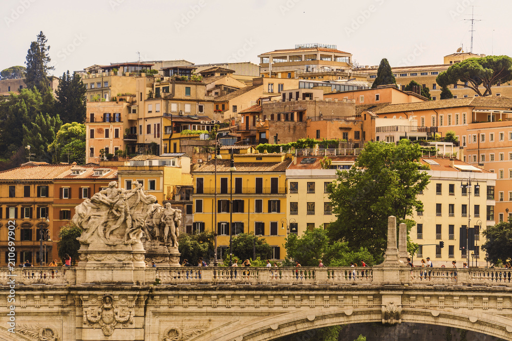 Rome city views with ancient buildings