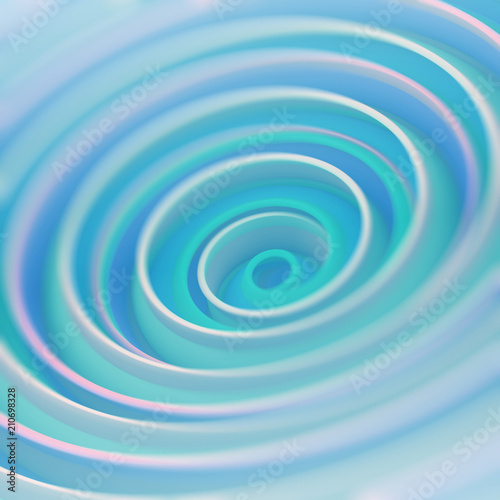 Gentle light blue twisted spiral shape abstract 3D render with DOF