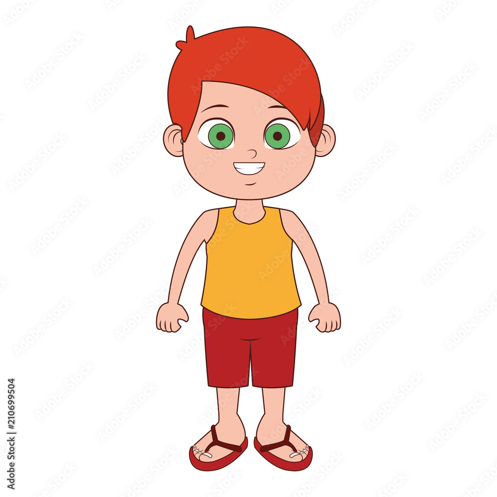 Cute boy in swim suit vector illustration graphic design