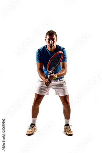 Tennis player isolated on white background