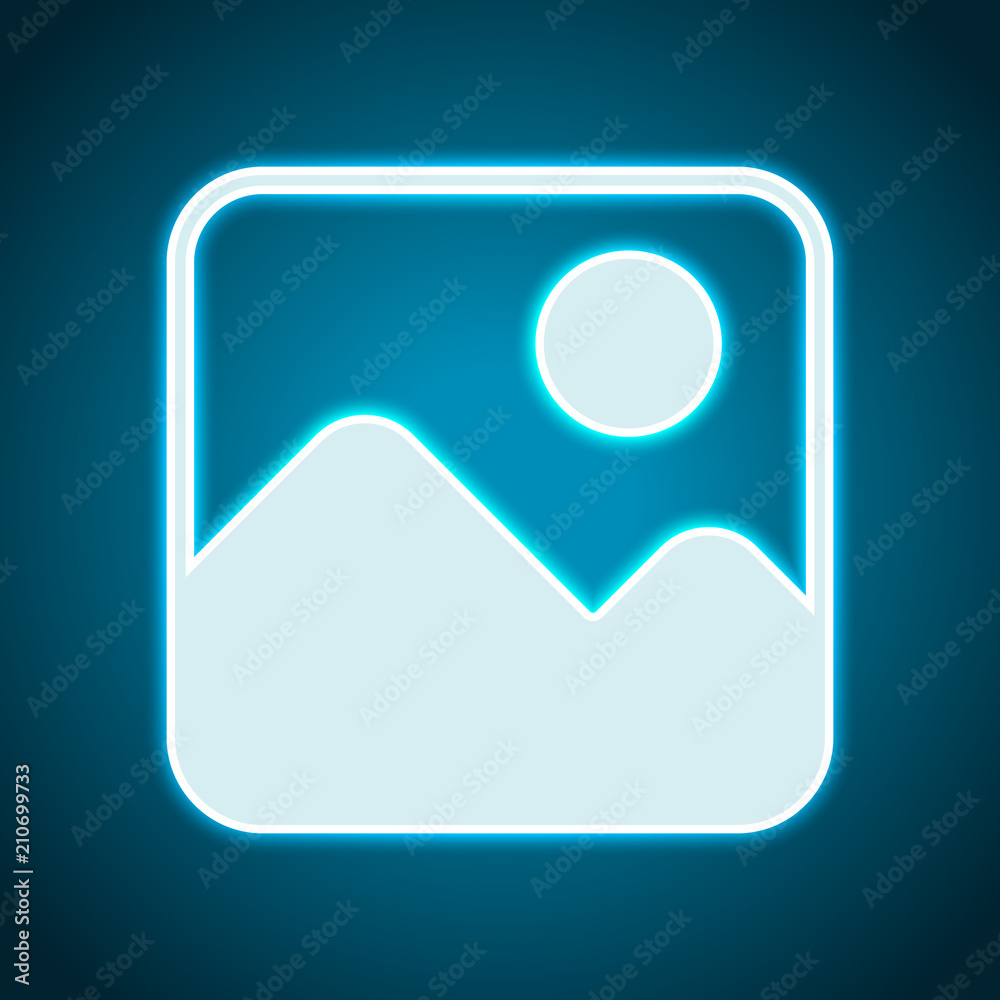 Simple picture icon. Neon style. Light decoration icon. Bright e Simple picture icon. Neon style. Light decoration icon. Bright e