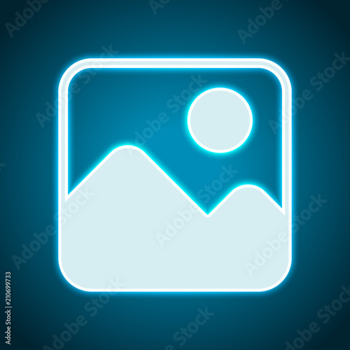 Simple picture icon. Neon style. Light decoration icon. Bright e