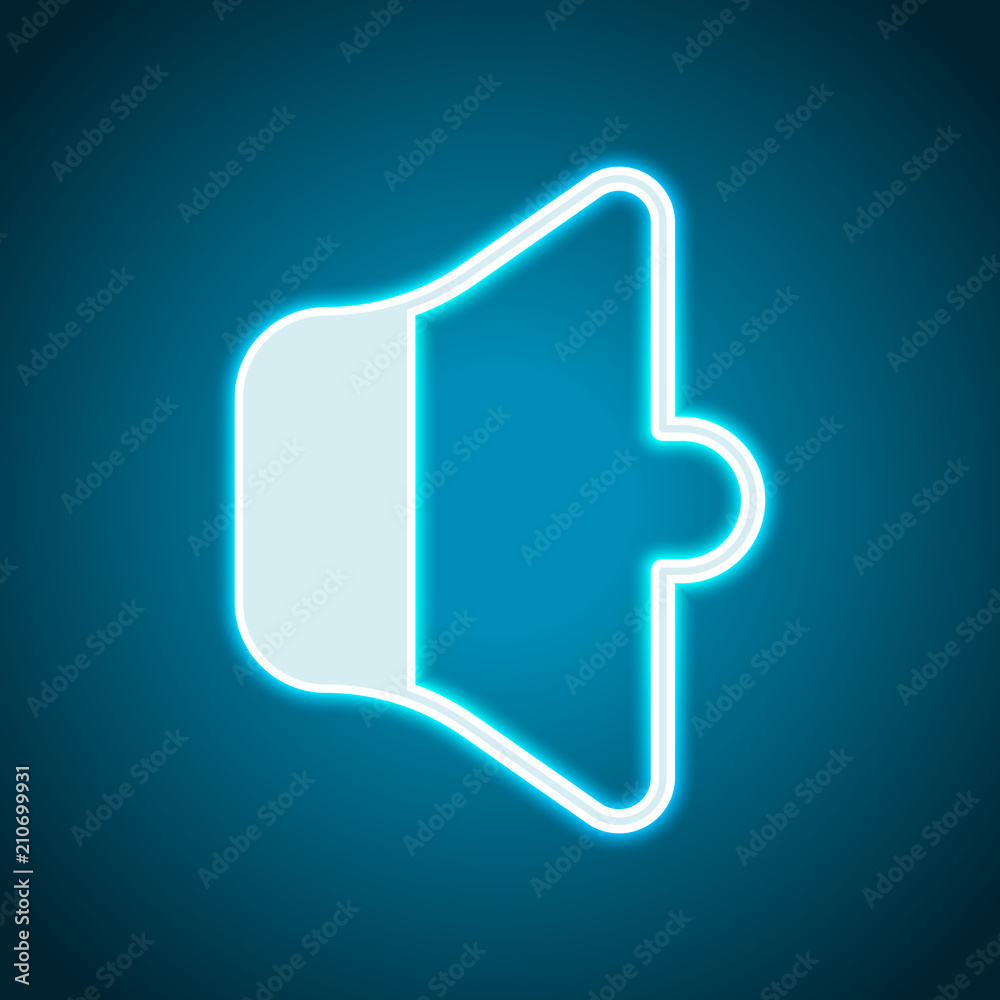 Simple volume min. Neon style. Light decoration icon. Bright ele Simple volume min. Neon style. Light decoration icon. Bright ele