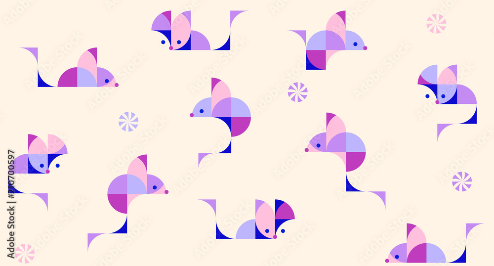 Nursery Childish Seamless Pattern Background with playing puppies. Decorativ Style Trendy Textile, Wallpaper, Wrapping Paper, Kids Apparel Design. Vector illustration.