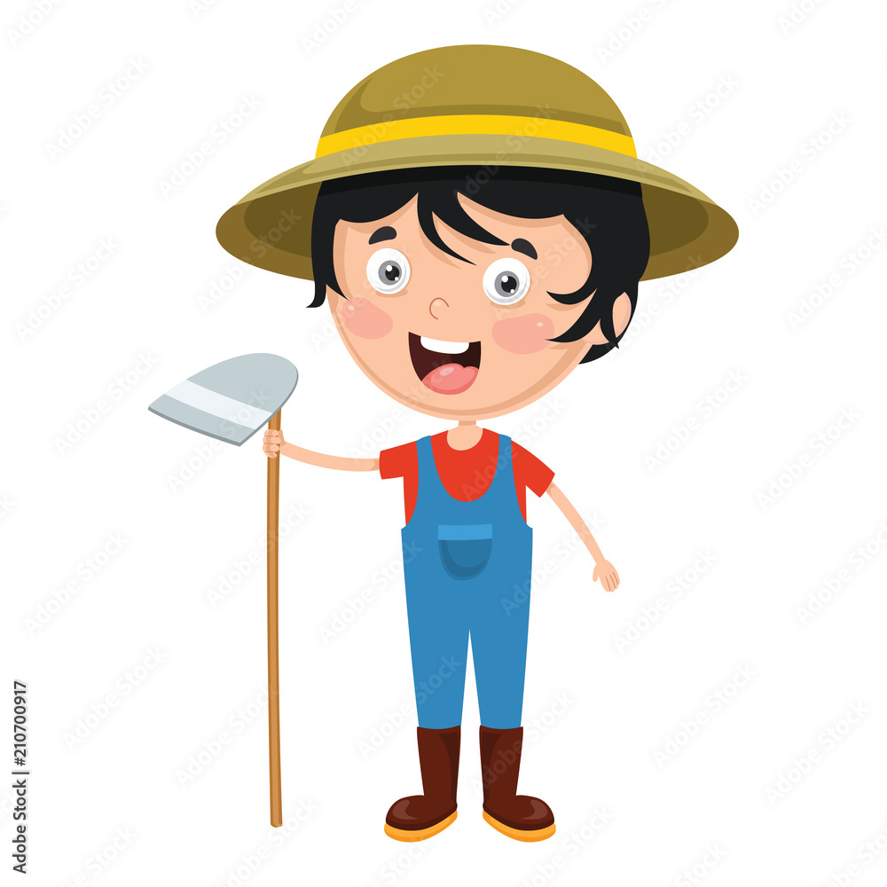 Vector Illustration Of Kid Farmer Vector Illustration Of Kid Farmer