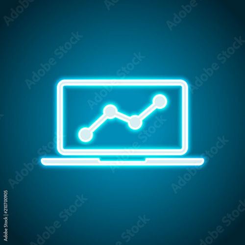 Finance graphic, grow. Neon style. Light decoration icon. Bright