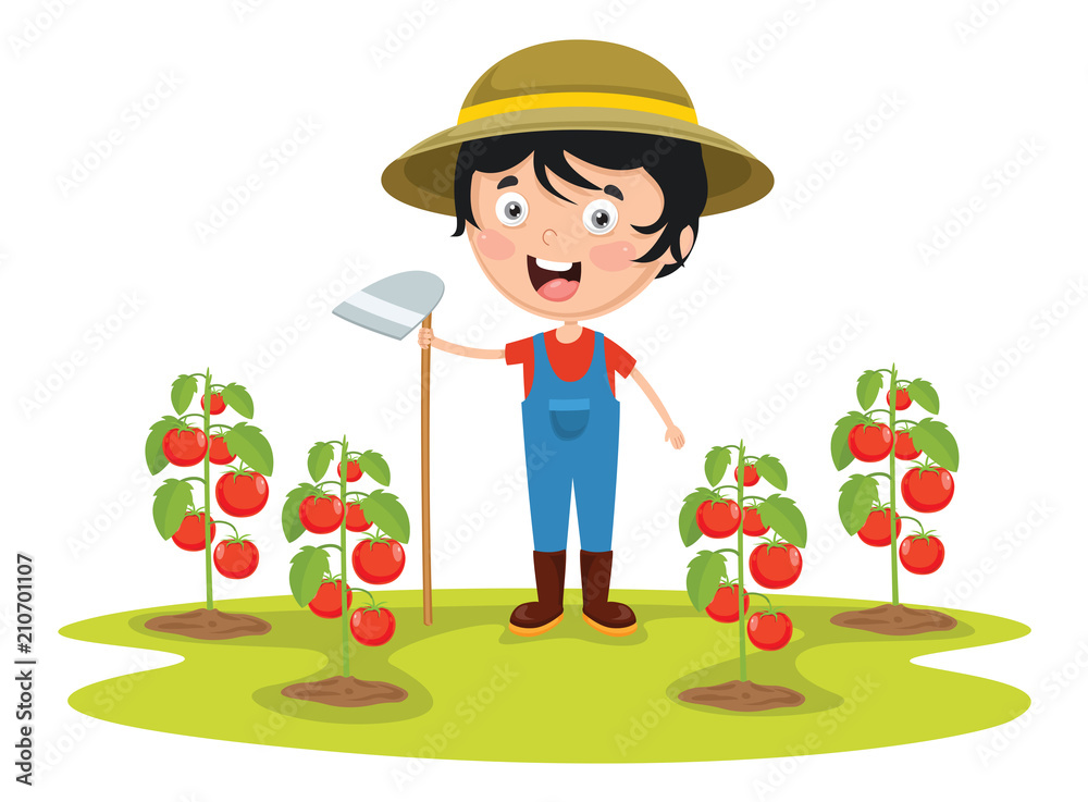 Vector Illustration Of Kid Farmer Vector Illustration Of Kid Farmer