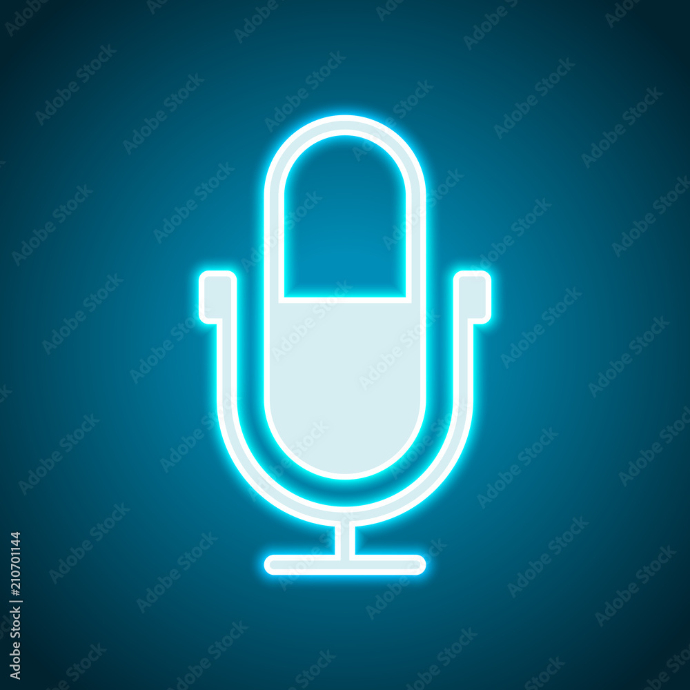 Simple microphone icon. Neon style. Light decoration icon. Brigh Simple microphone icon. Neon style. Light decoration icon. Brigh