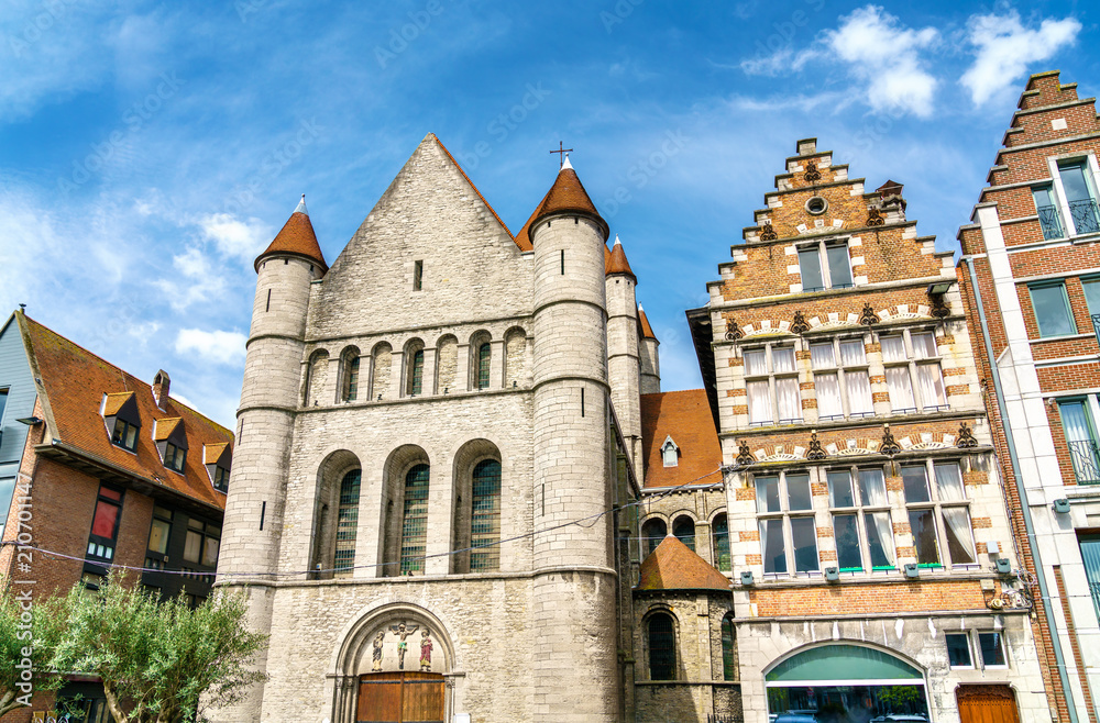 Saint Quentin Church in the Grand Place of Tournai, Wallonia, Belgium