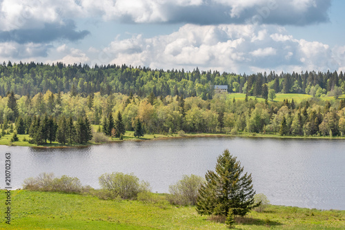 French landscape - Jura. View over the lake of Des Mortes in the Jura mountains (France).