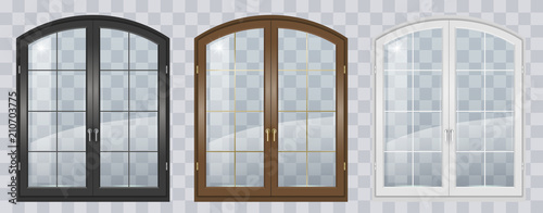 Wooden arched window