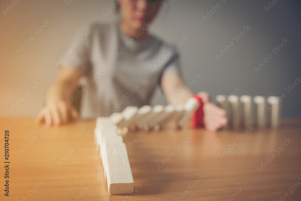 Protecting Assets From Domino Effect. Stop Loss Concept For Stock Exchange Market.