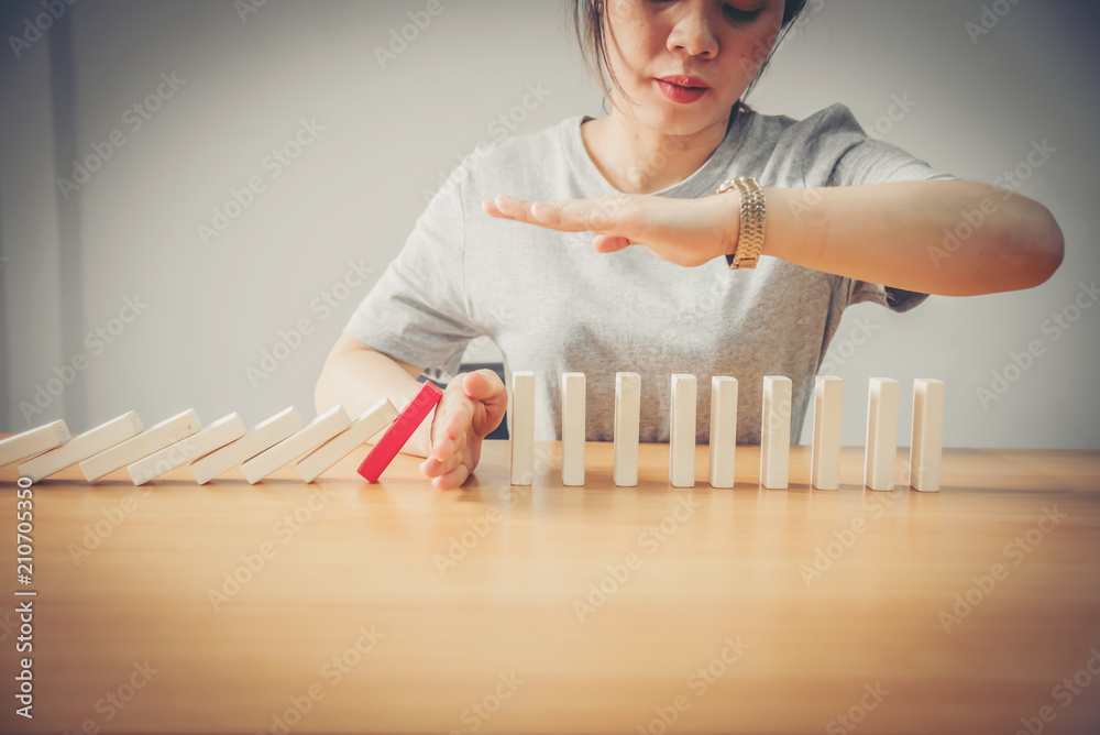 Protecting Assets From Domino Effect. Stop Loss Concept For Stock Exchange Market. Protecting Assets From Domino Effect. Stop Loss Concept For Stock Exchange Market.