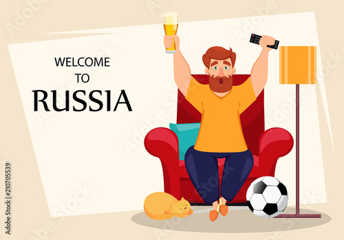 Sport fan cheering for his favorite football team
