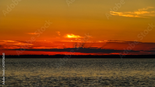 Red sky in the sunset behin...