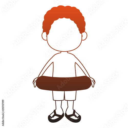 Cute boy in swim suit and float vector illustration graphic design