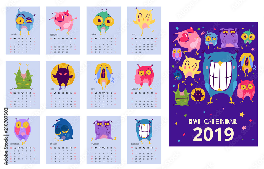 Owl Calendar Template Owl Calendar Template