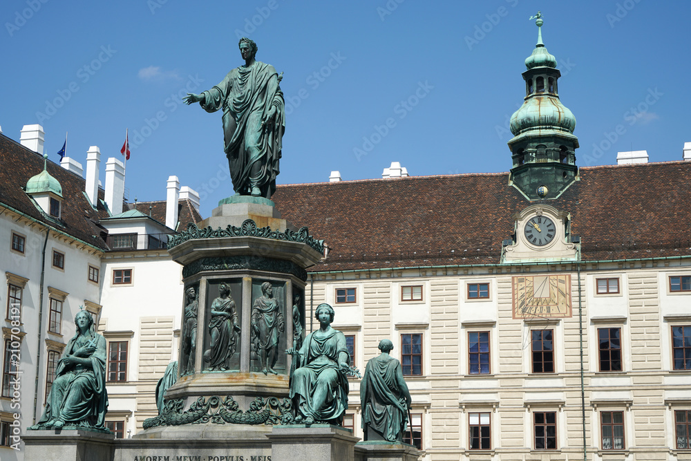 Statue of Francis II,  Amorem Meum Populis Meis. Holy Roman Emperor in the courtyard square in the Hofburg Vienna Austria.
