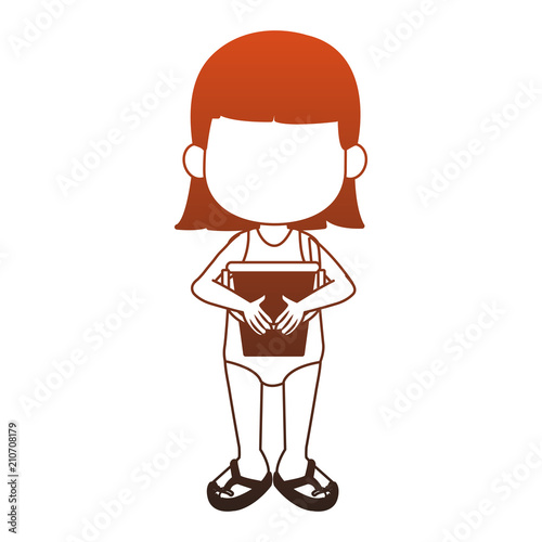 Girl in swim suit with sand bucket vector illustration graphic design