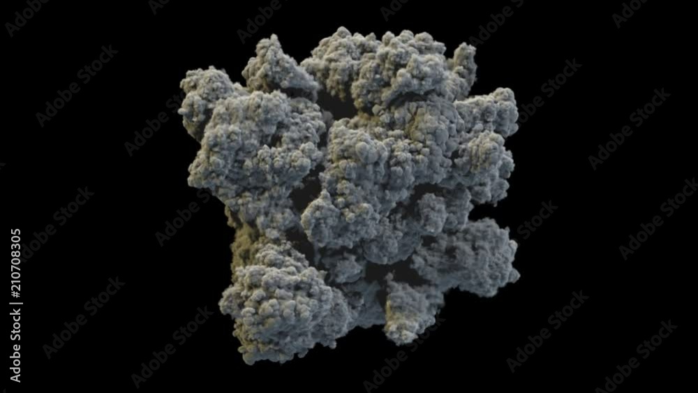 Eruption gray smoke of volcano towards to camera, with alpha mask Eruption gray smoke of volcano towards to camera, with alpha mask