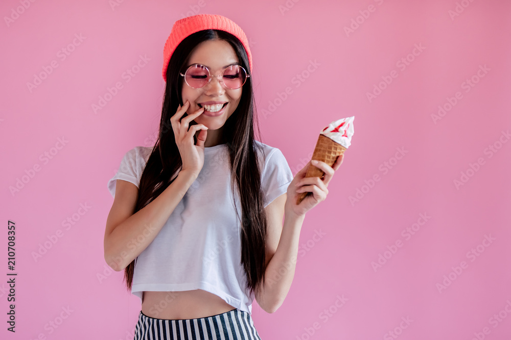 Young girl on pink background Young girl on pink background
