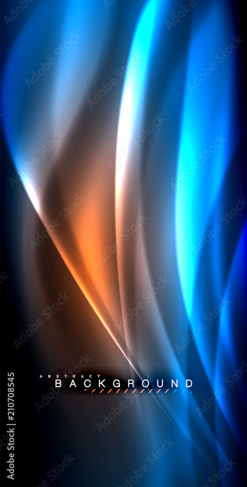 Neon glowing wave, magic energy and light motion background Neon glowing wave, magic energy and light motion background