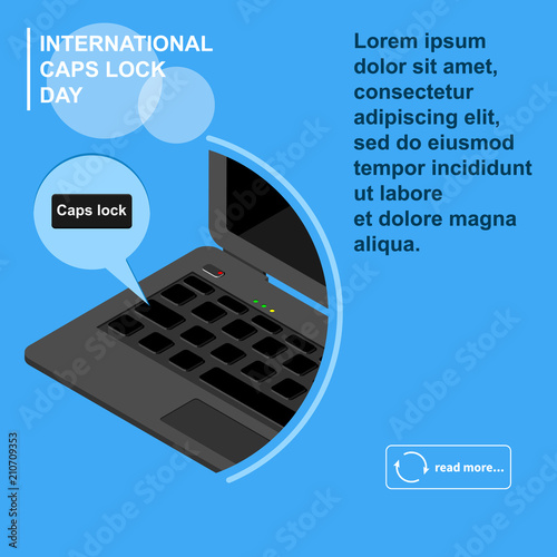 International caps lock day isometric vector icon.