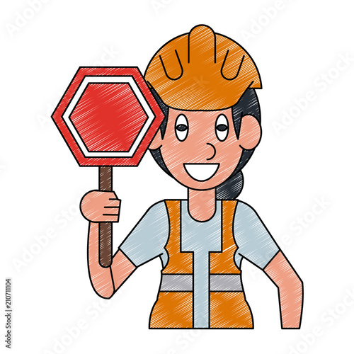 Traffic controller worker vector illustration graphic design