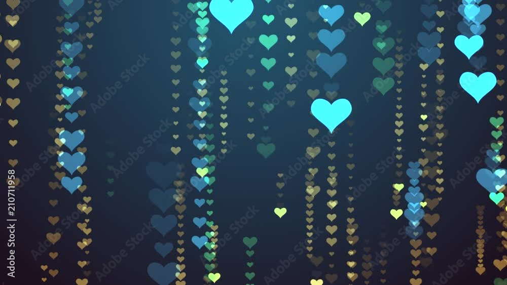 Festive HEART symbol Rain animation background new quality shape universal glamour motion dynamic animated colorful joyful holiday music video footage