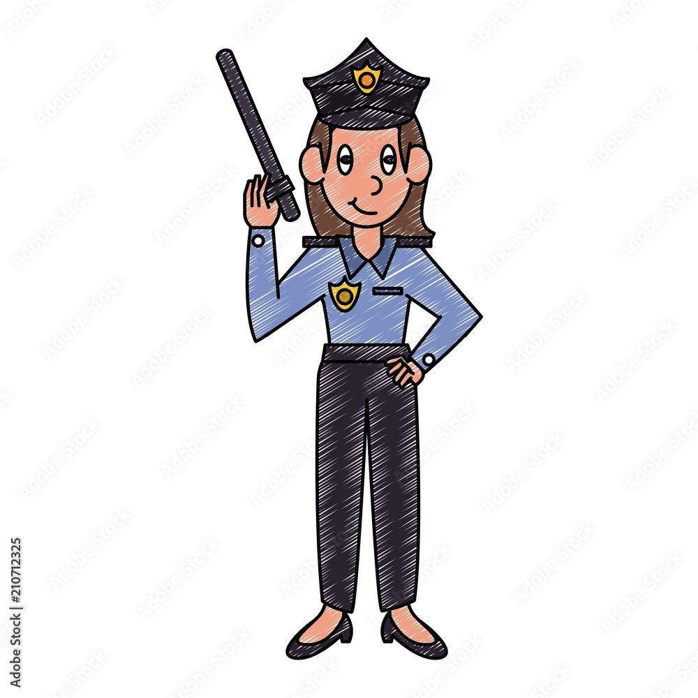 Obraz premium Woman police office vector illustration graphic design