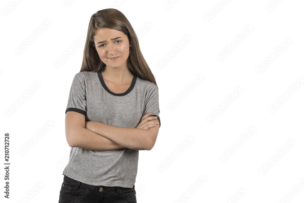 Displeased woman with uncomfortable expression