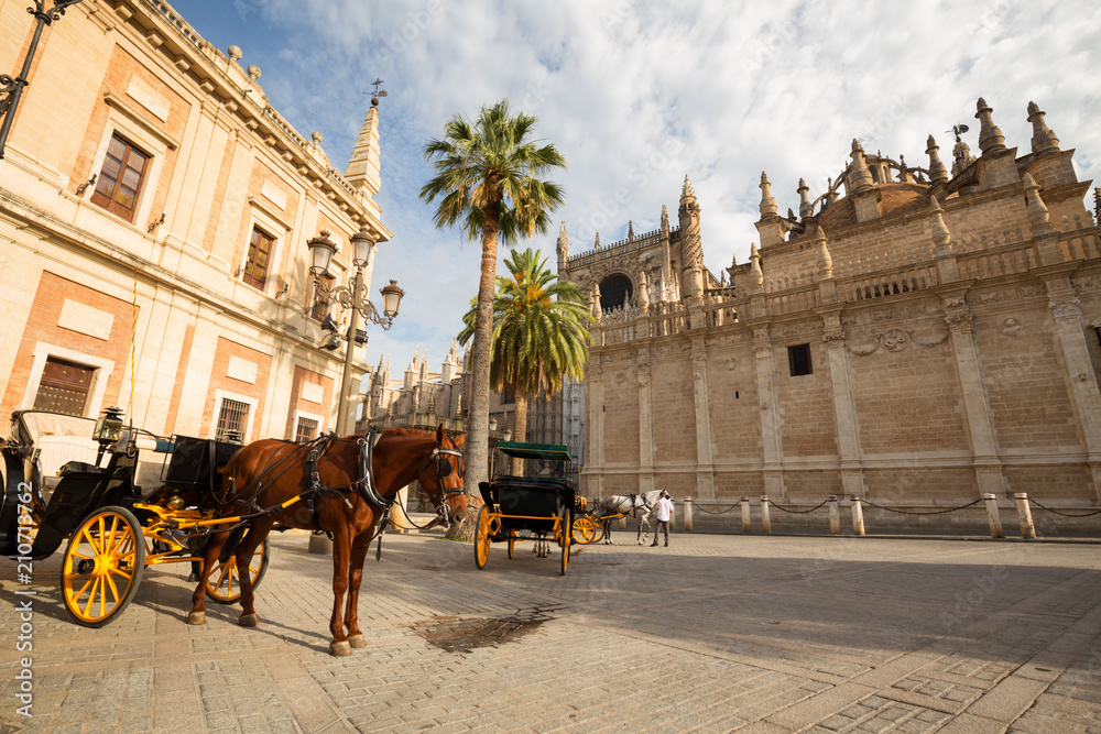 Fototapeta premium Sevilla, view of the marketplace historical architecture