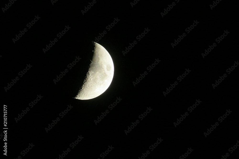Moon on black sky background in night Moon on black sky background in night