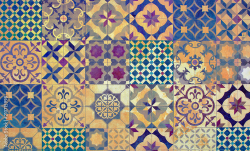 Digital background art of Mediterranean and Aegean tiles.
