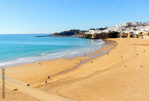 Albufeira beach. Bathed by the Atlantic Ocean is one of the most visited by European tourists. Algarve, south of Portugal.