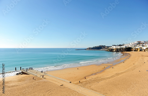 Albufeira beach. Bathed by the Atlantic Ocean is one of the most visited by European tourists. Algarve, south of Portugal. © joserpizarro