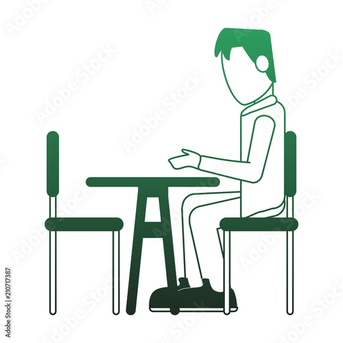 Man working with laptop at office vector illustration graphic design