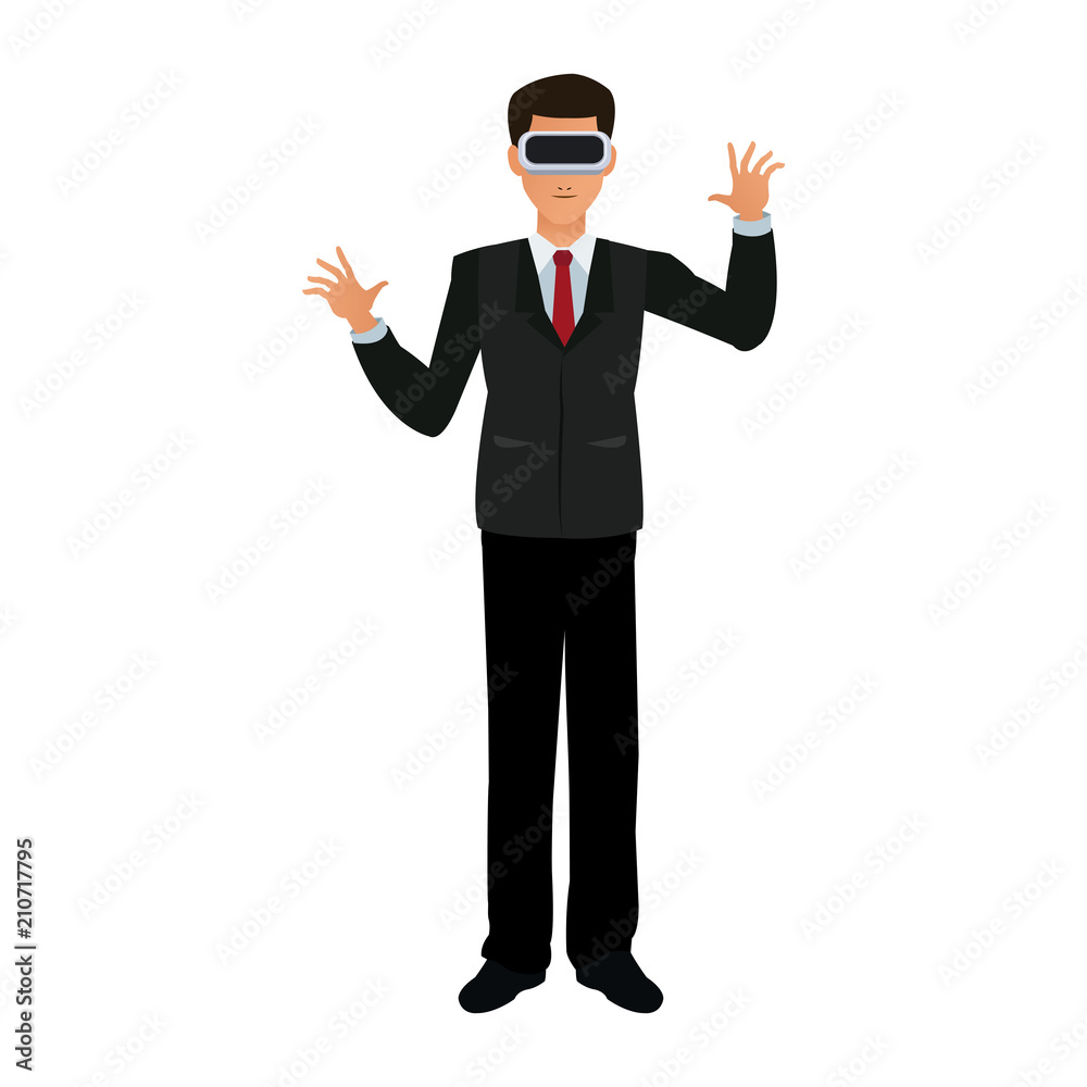 Businessman with virtual reality vector illustration graphic design