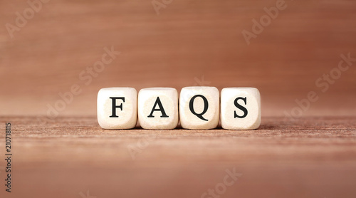 Word FAQS made with wood building blocks