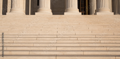 Close up photo of the column bases and steps of the US Supreme Court in Washington, D.C.