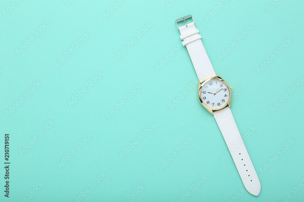 Wrist watch on mint background Wrist watch on mint background