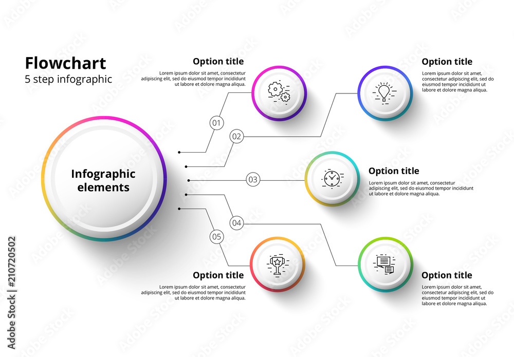 5 Step Infographic with Multicolored Accents Stock Template | Adobe Stock