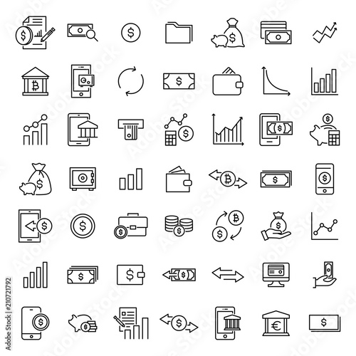 Premium set of investments line icons