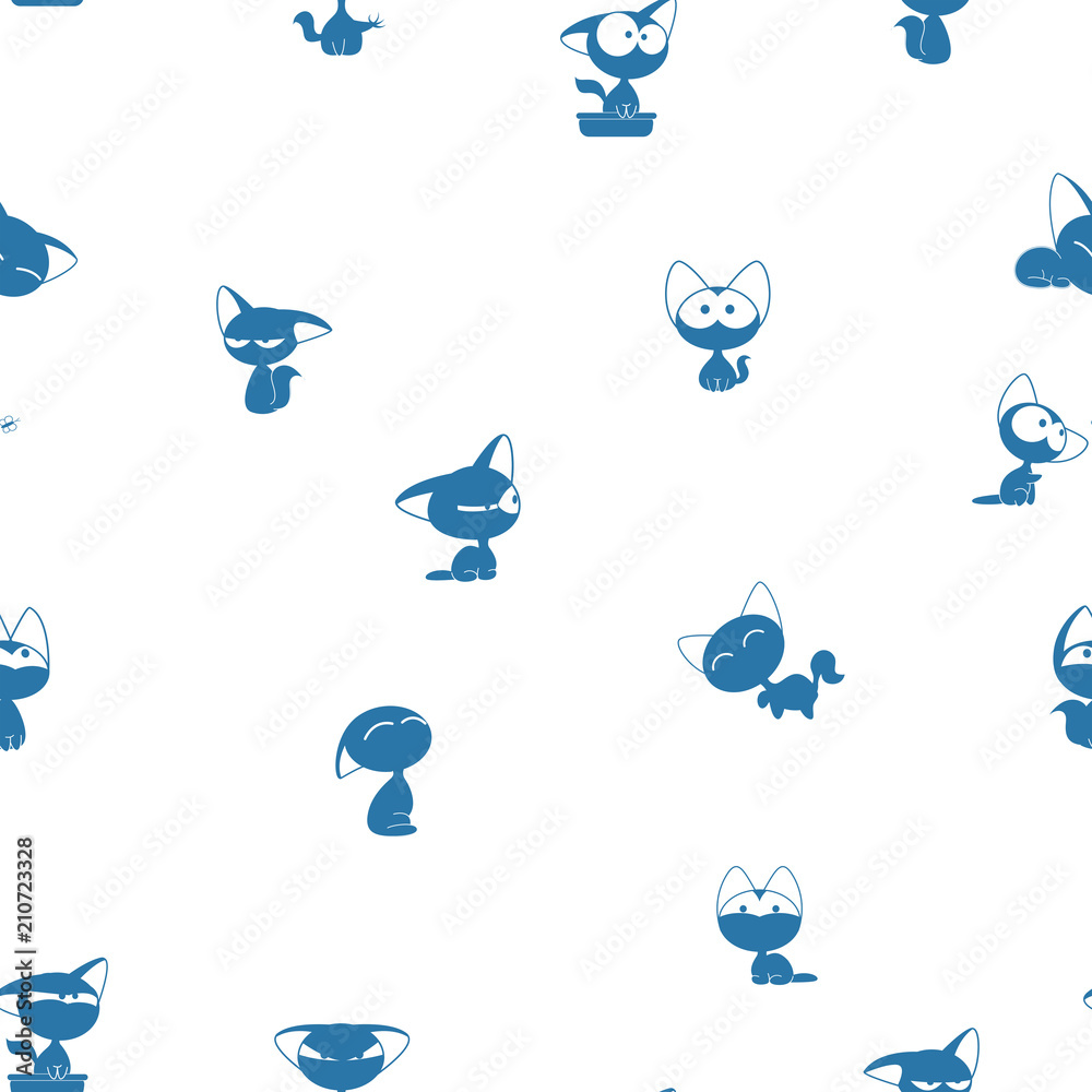 Fototapeta premium Seamless pattern with blue cats